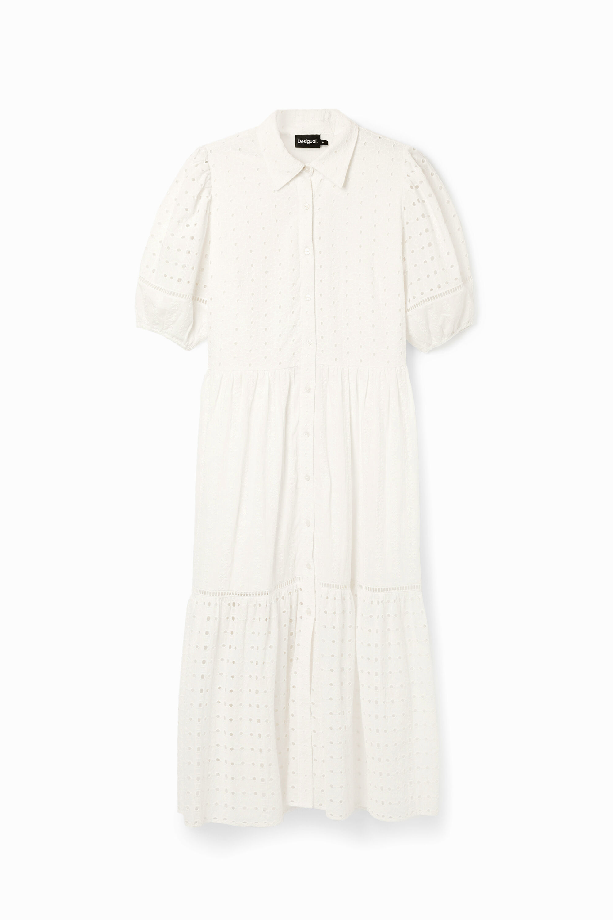 Robe chemise midi broderies