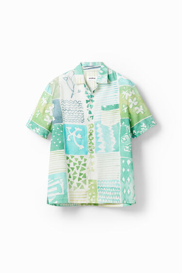 Short-sleeved shirt with watercolor print. | Desigual