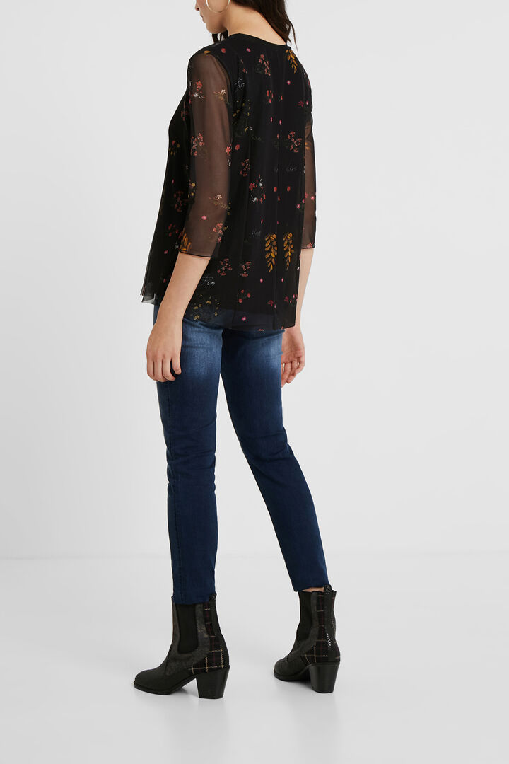 Floral T-shirt tulle sleeves | Desigual