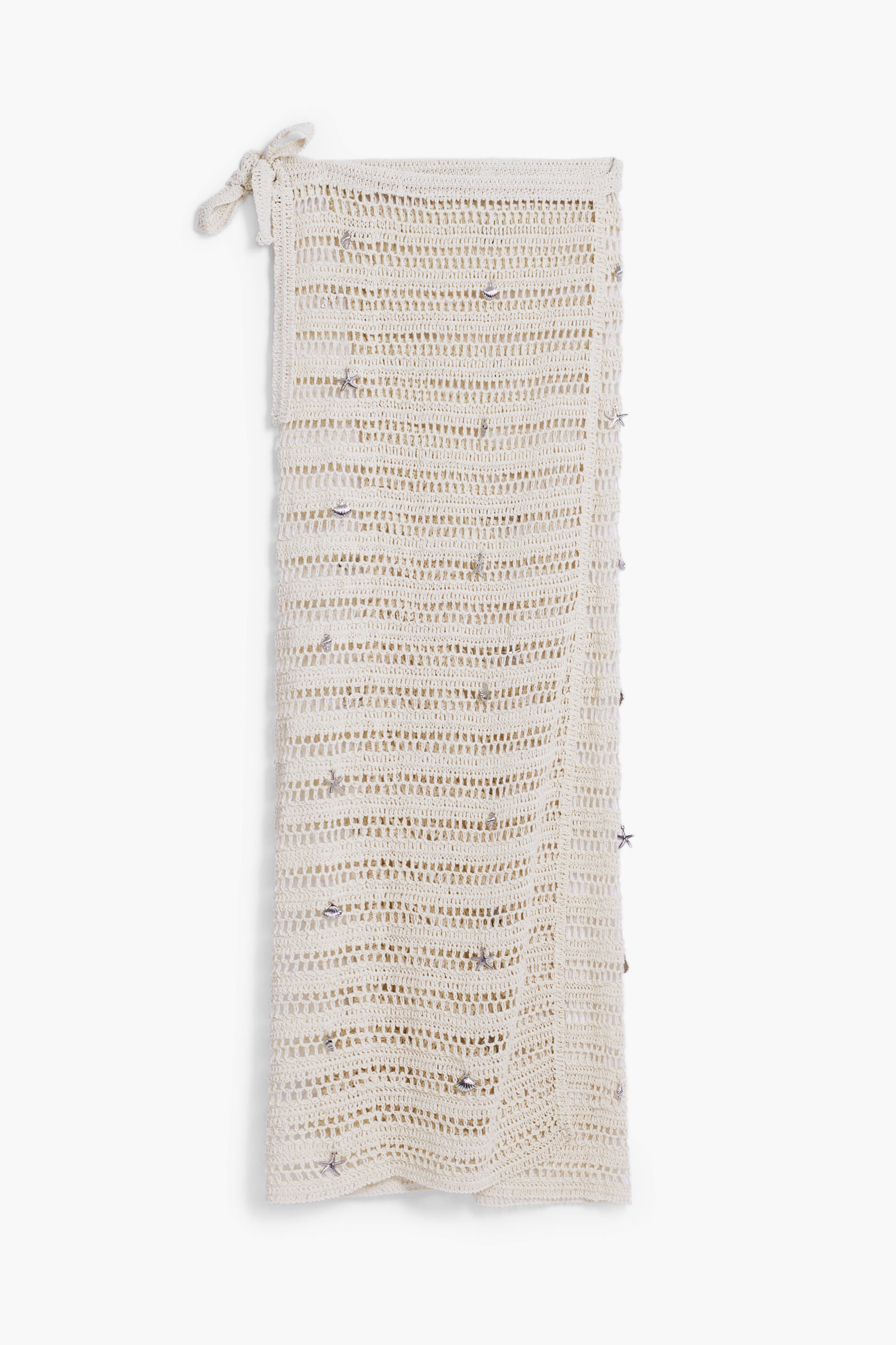 Pareo crochet apliques, Algodon, Blanco, U