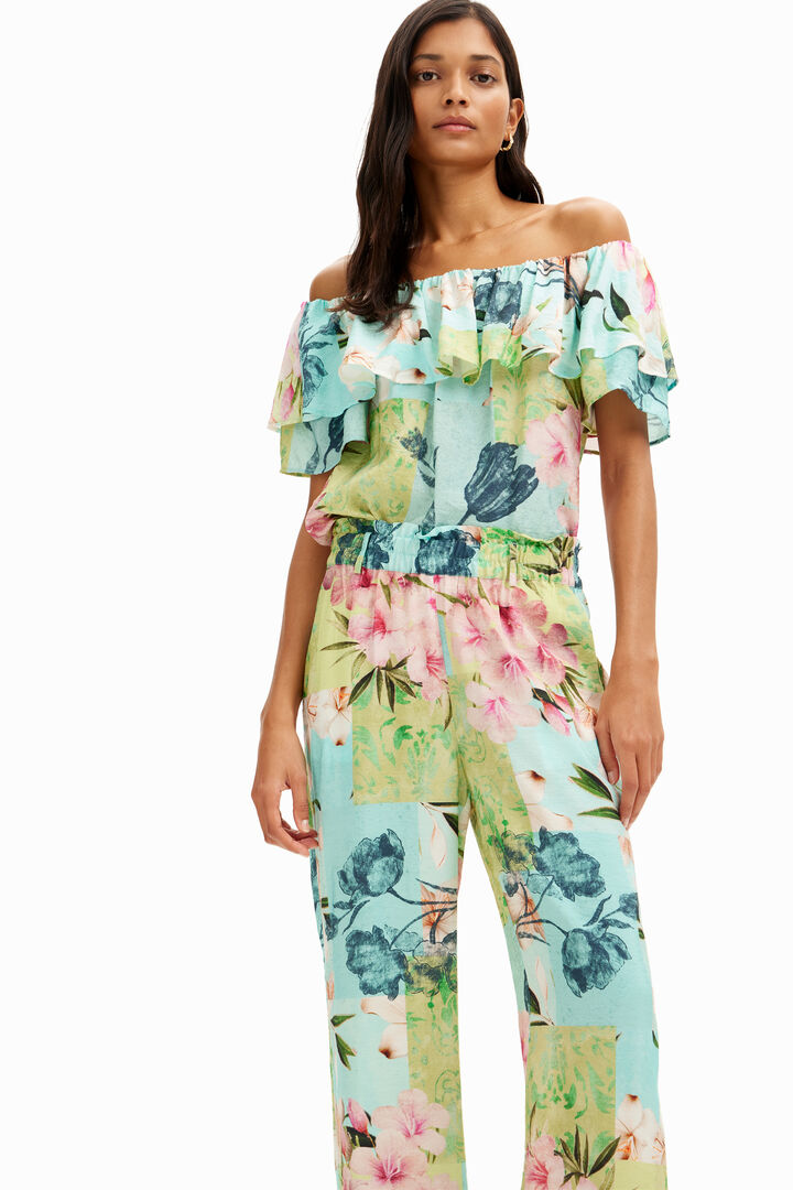 Długie spodnie patchworkowe w kwiaty | Desigual