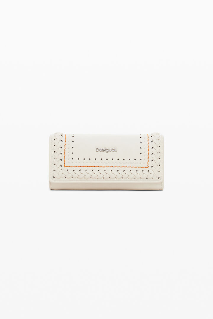 Braided wallet with topstitching