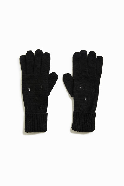 Matching embroidered tricot gloves