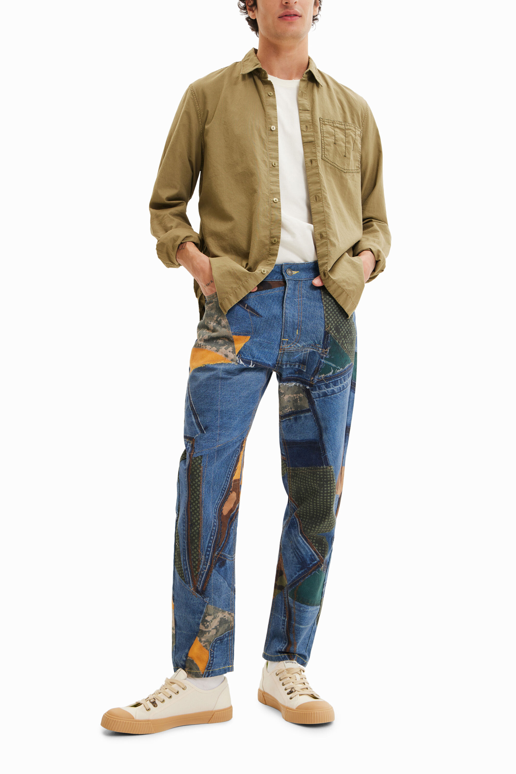 Long-sleeve embroidered shirt - GREEN - L