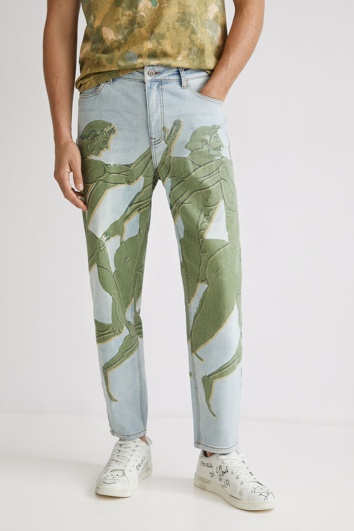 Gerade geschnittene Jeans mit griechischem Aufdruck | Desigual