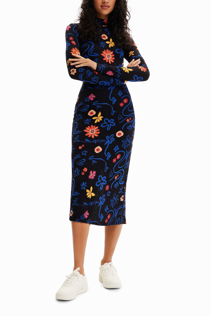 Slim floral midi dress | Desigual