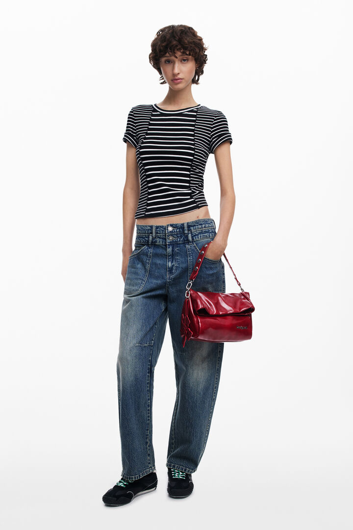 Medium shiny flap bag | Desigual