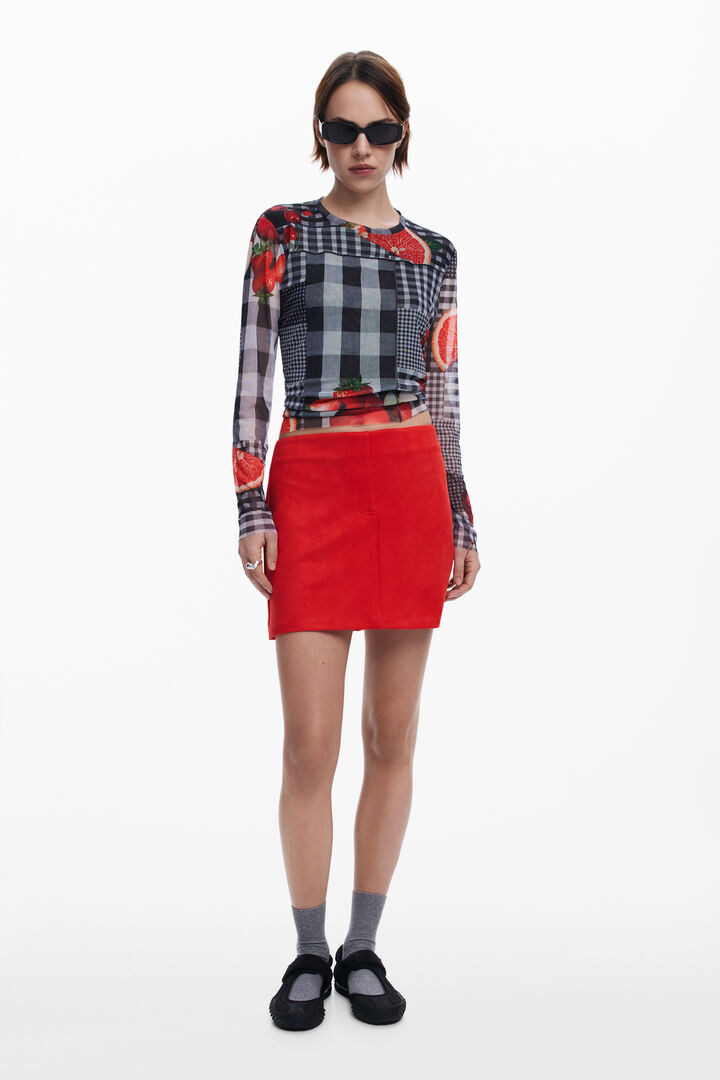Suede mini skirt