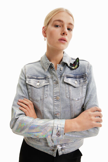Veste "trucker" en jean métallisée | Desigual
