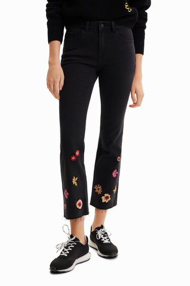 Texans flare cropped brodat flors | Desigual