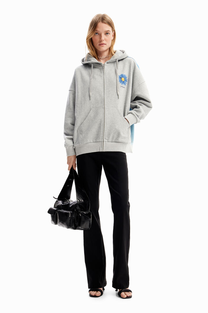 Oversize daisy zip hoodie | Desigual