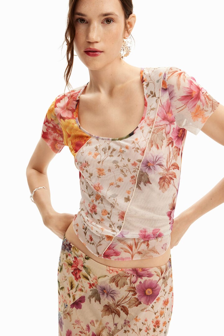 Camiseta tul flores | Desigual