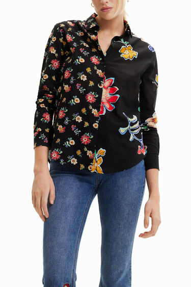 floral half shirt