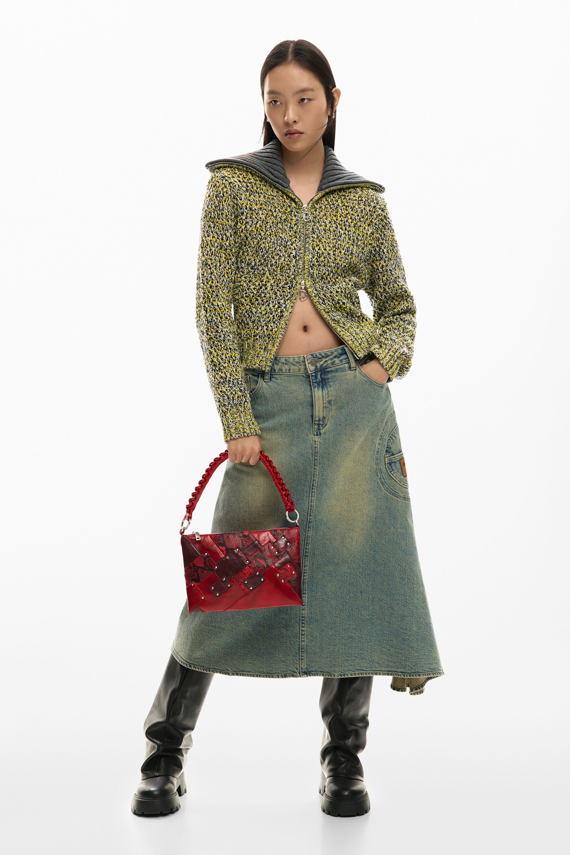 Medium square snake bag red women's accessories I Desigual.com