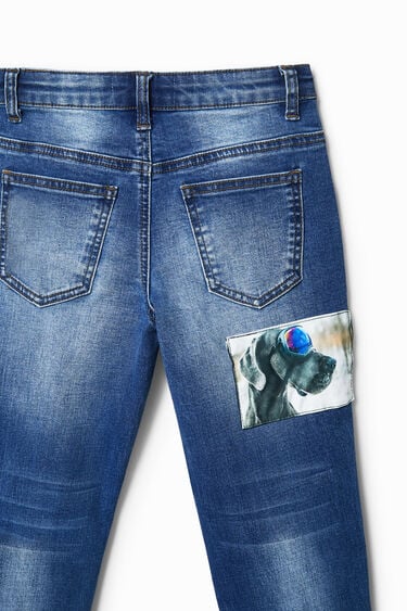 Jeans with photographic patches | Desigual