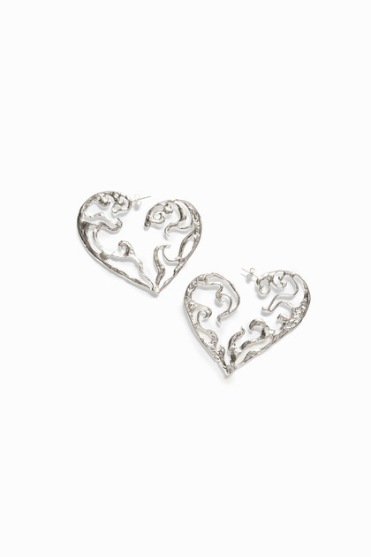Zalio silver plated XL heart earrings