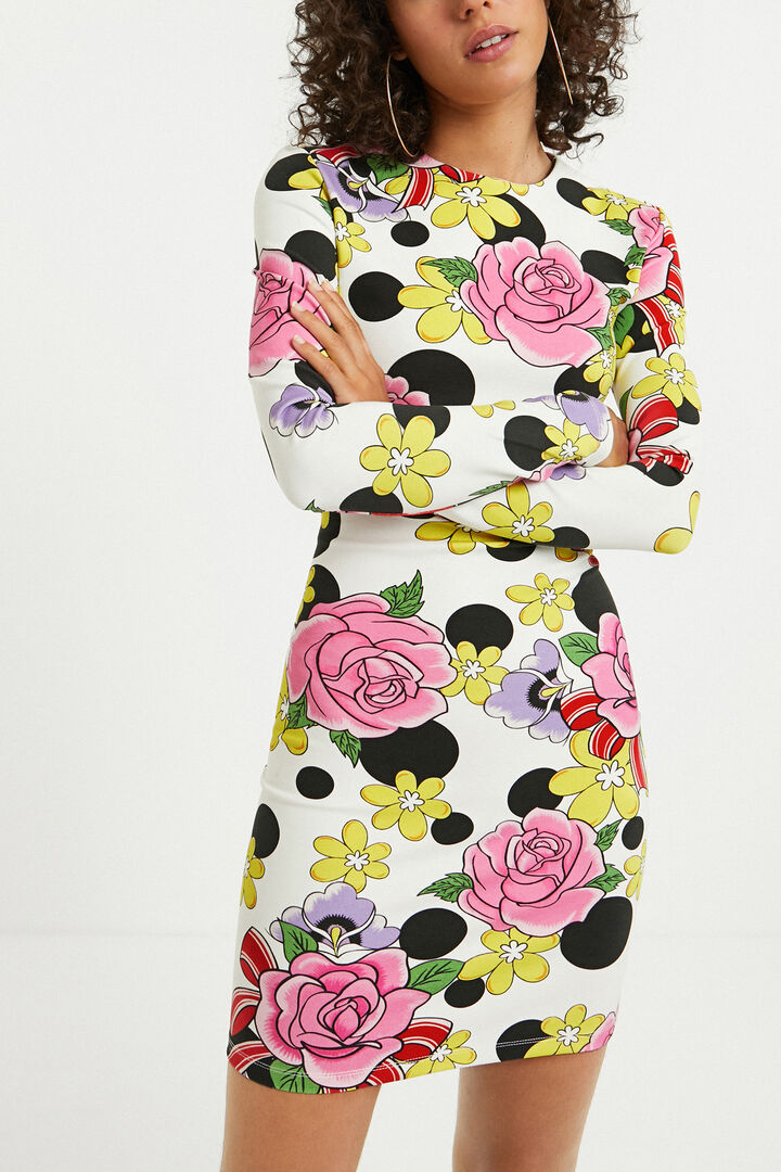 Vestido corto elástico flores | Desigual