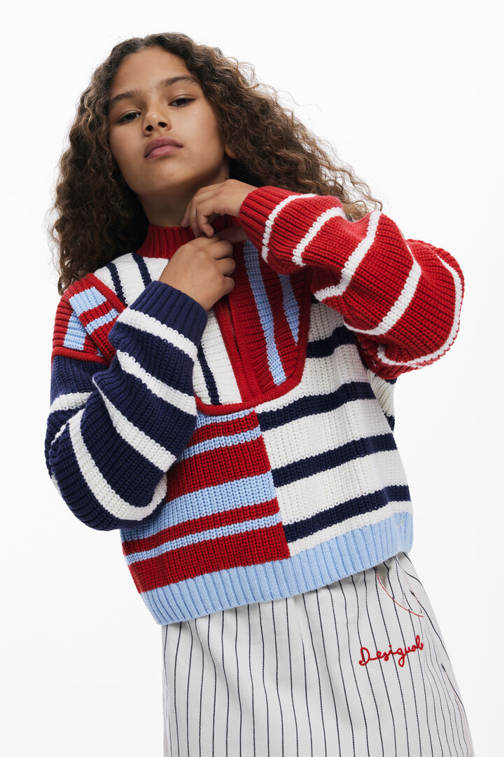 Pull à rayures avec fermeture éclair | Desigual