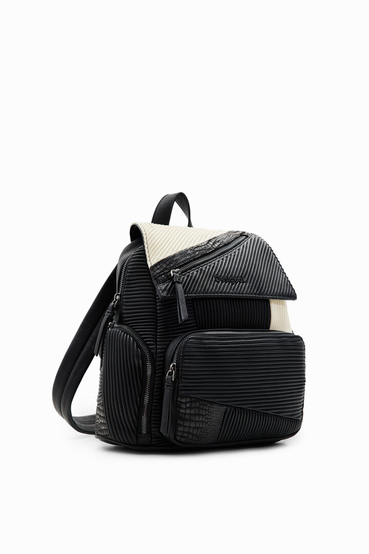 Midsize textured patchwork backpack
