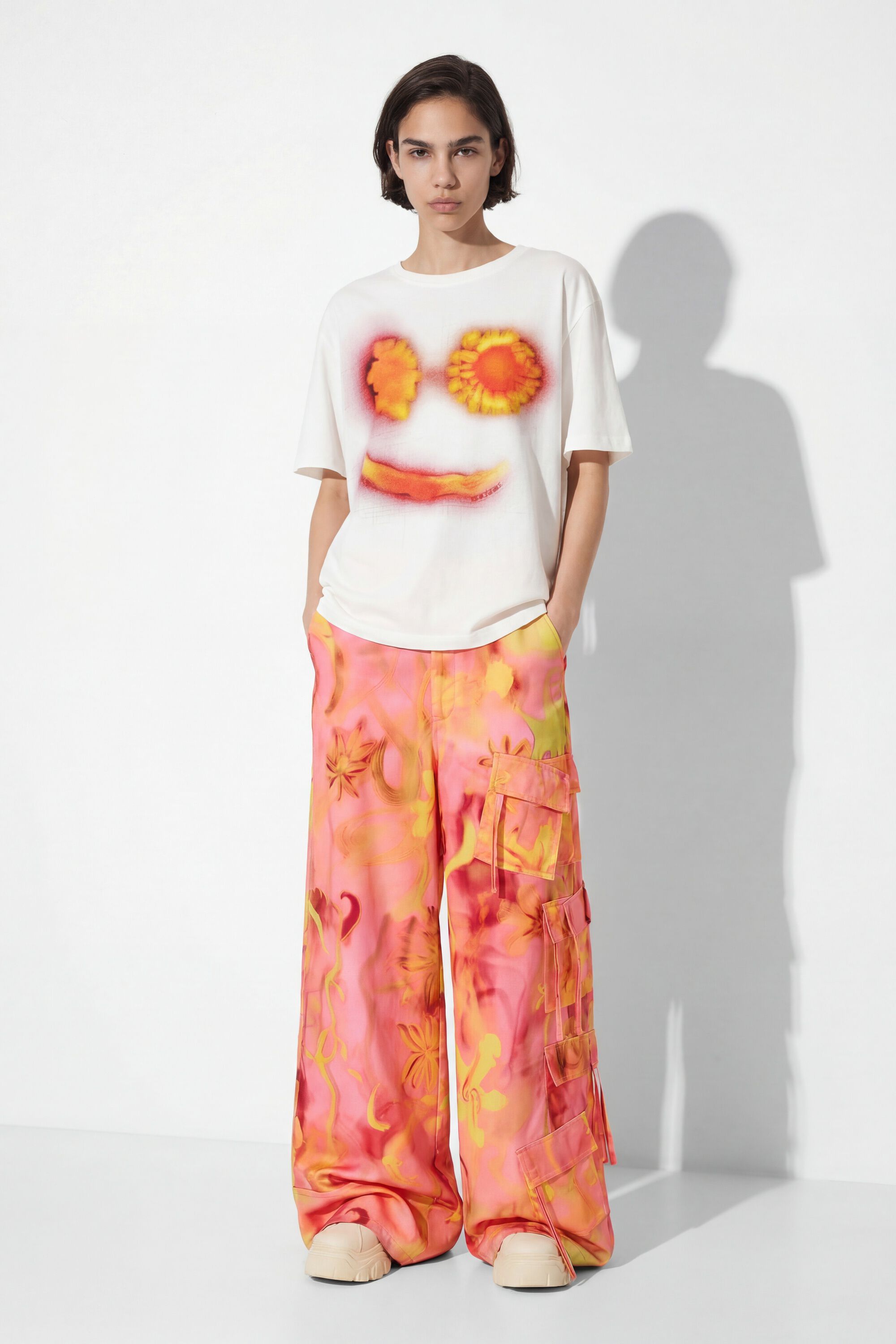 Desigual, Camiseta smiley Collina Strada, Algodon, Blanco