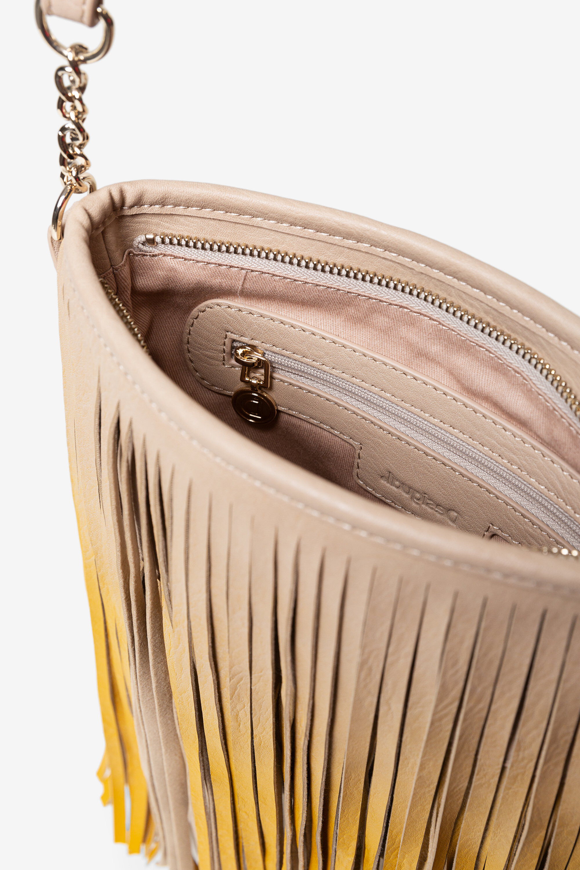 Gold fringe shop bag