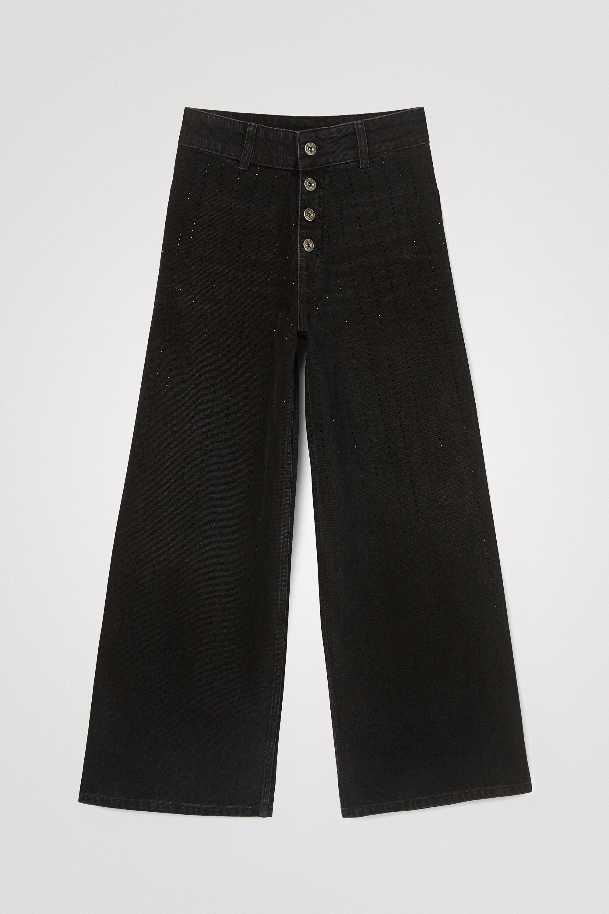 Hosen - Gerade Jeans weites Bein Zierdeails  - Onlineshop Desigual