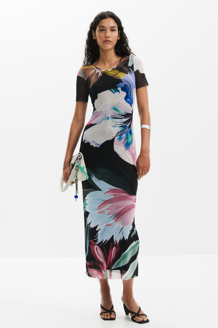 Watercolor floral fitted dress | Desigual