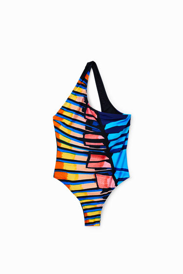 Asymmetric-strap swimsuit | Desigual