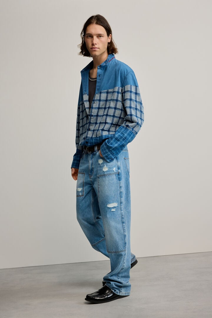 Patch Check Patch checks shirt blue for men I Desigual.com