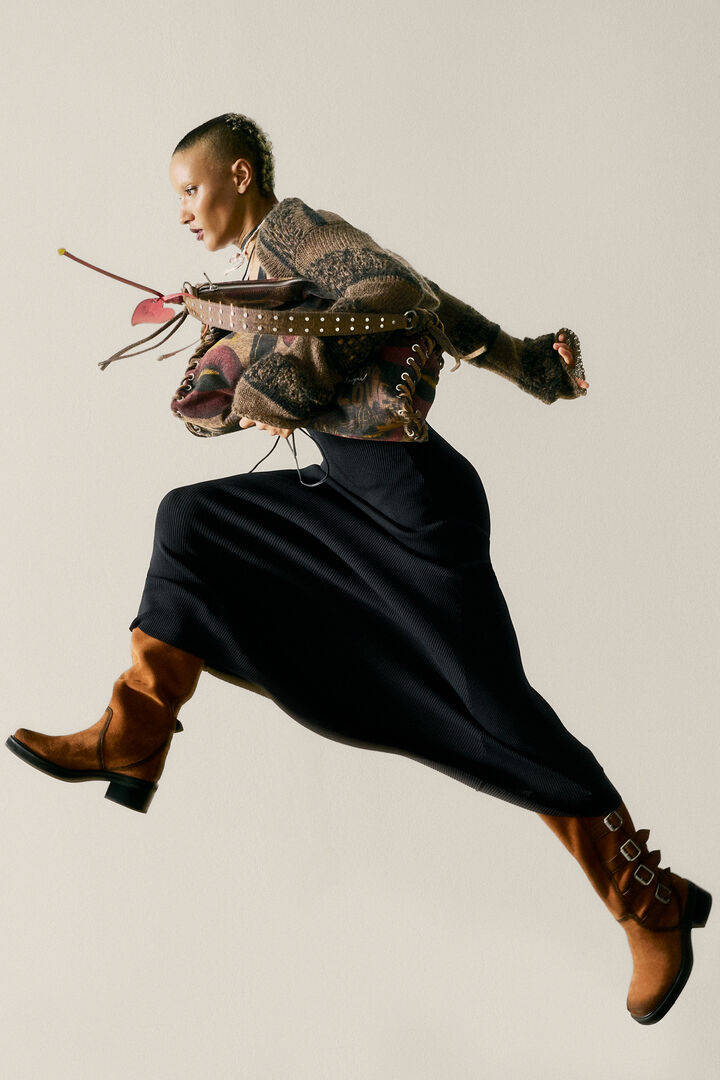 VESTIDO DE MALHA DE MANGA LONGA