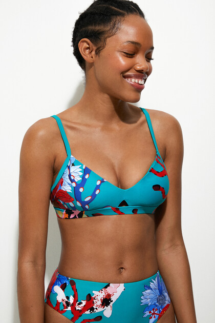 Coral triangle bikini top