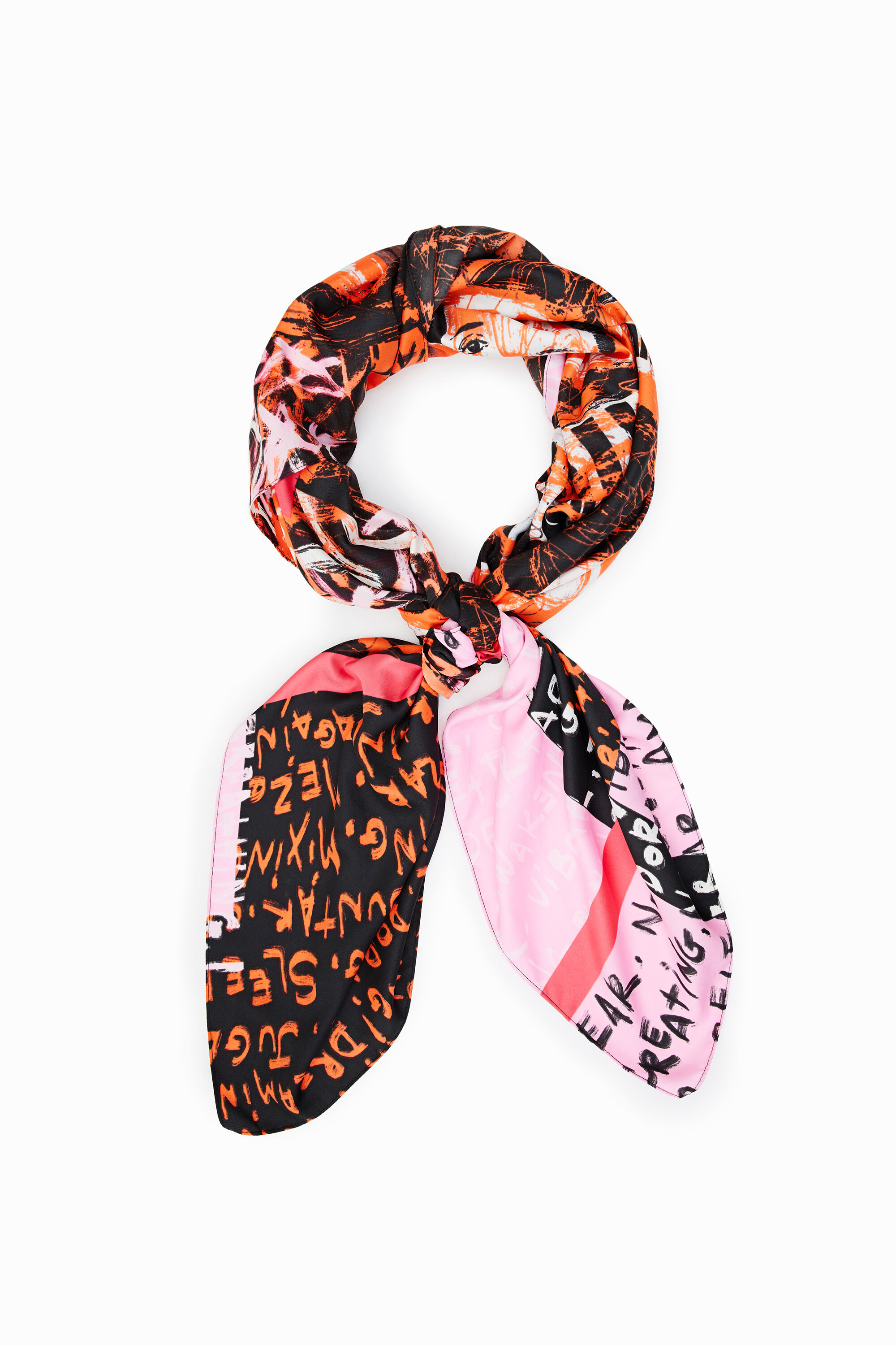 Desigual 25WAWA23 Foulard Rettangolare A Fiori - Sensazione Di Pelle - 7