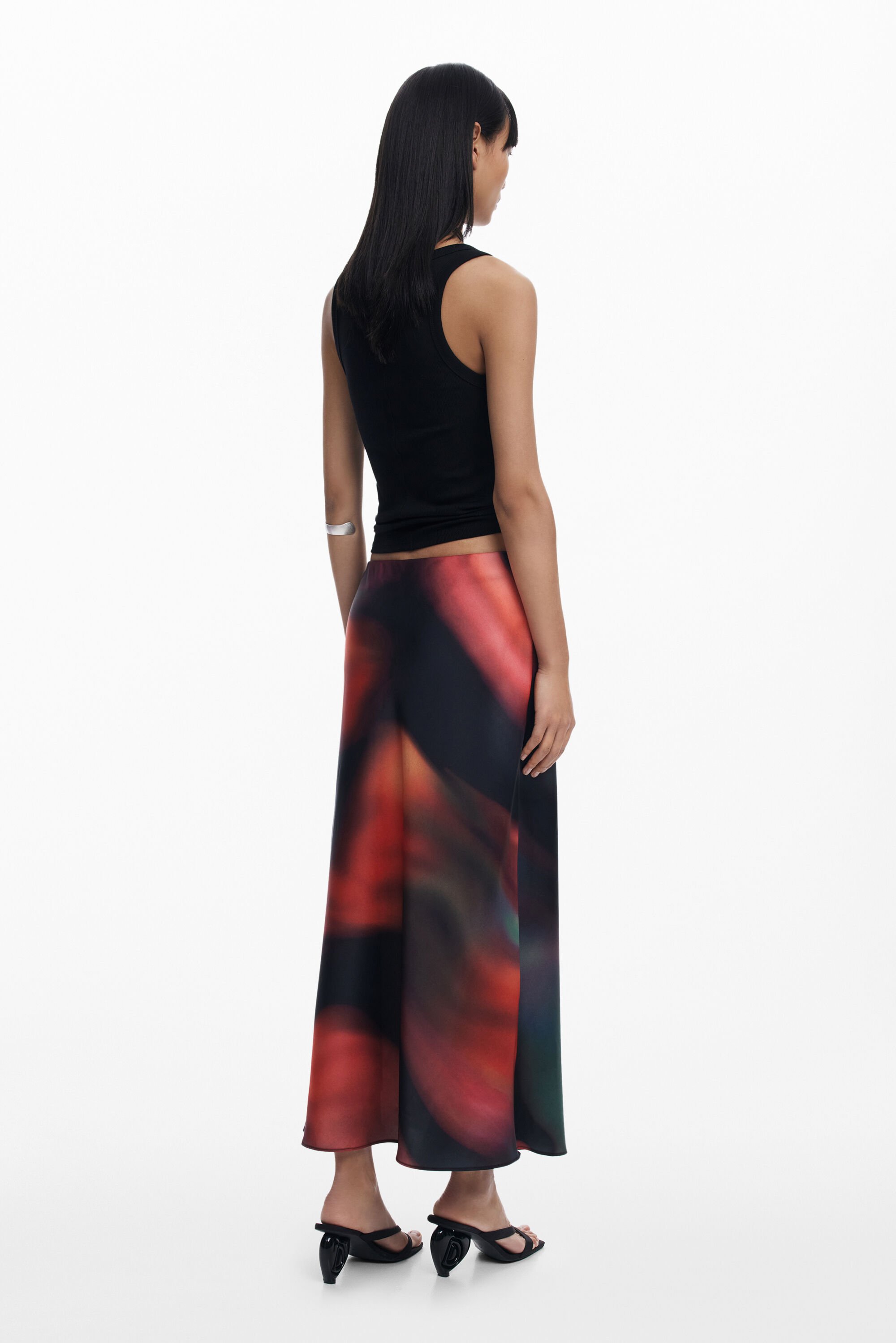 Desigual Long Skirt With Spots In Red