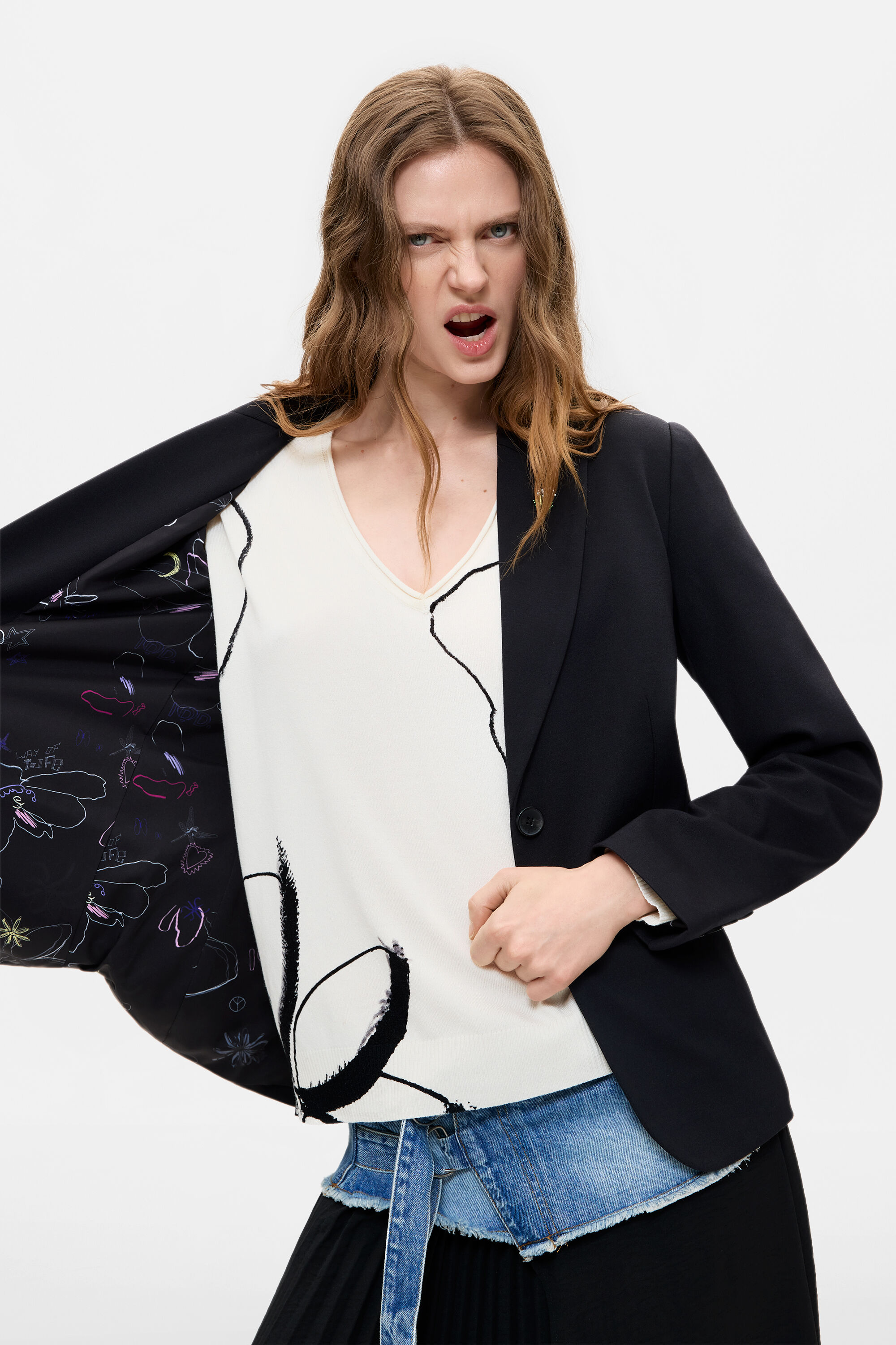 構造的なテーラードジャケット ピン 黒 女性用 I Desigual.com