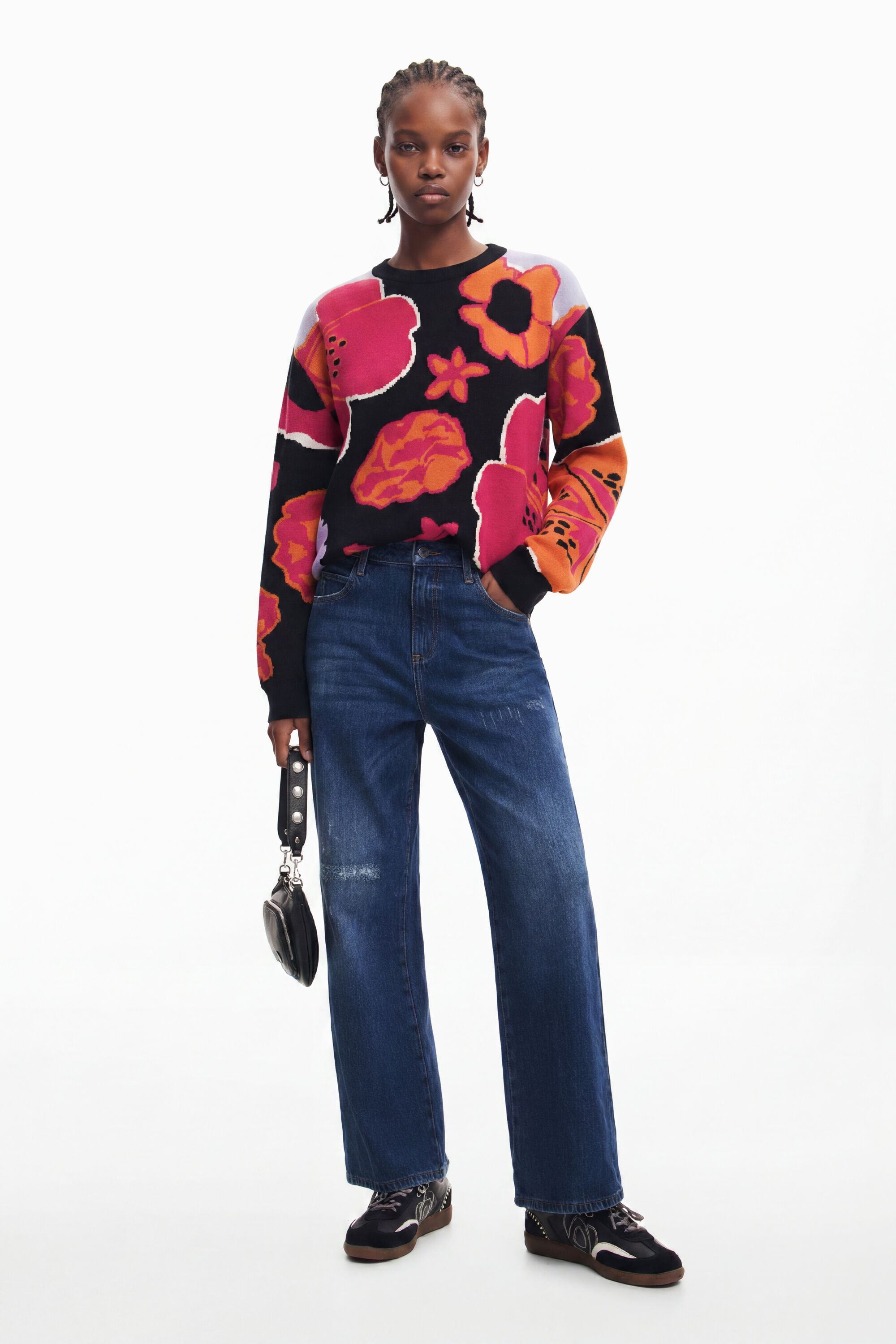 Desigual, Pantalón culotte denim, Algodon, Azul