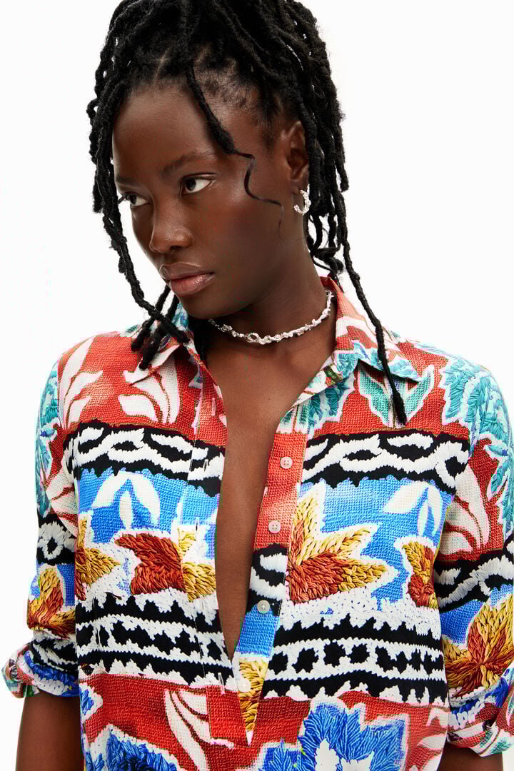 Stella Jean long ethnic shirt dress | Desigual