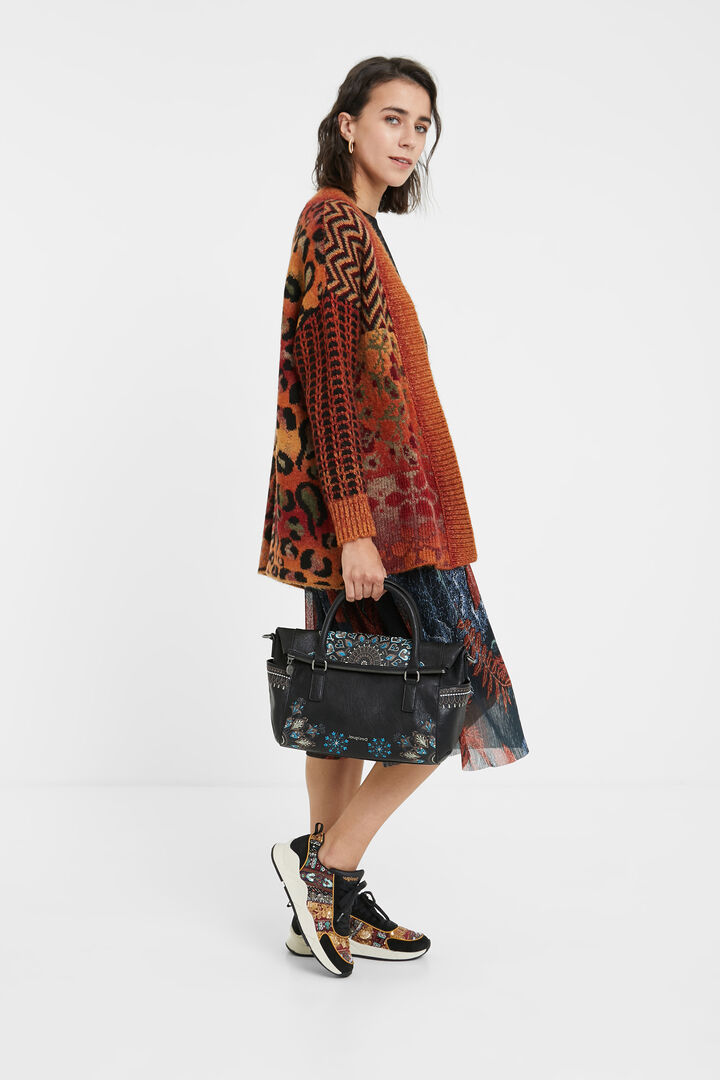 Bolso de mano de piel sintética bordado | Desigual