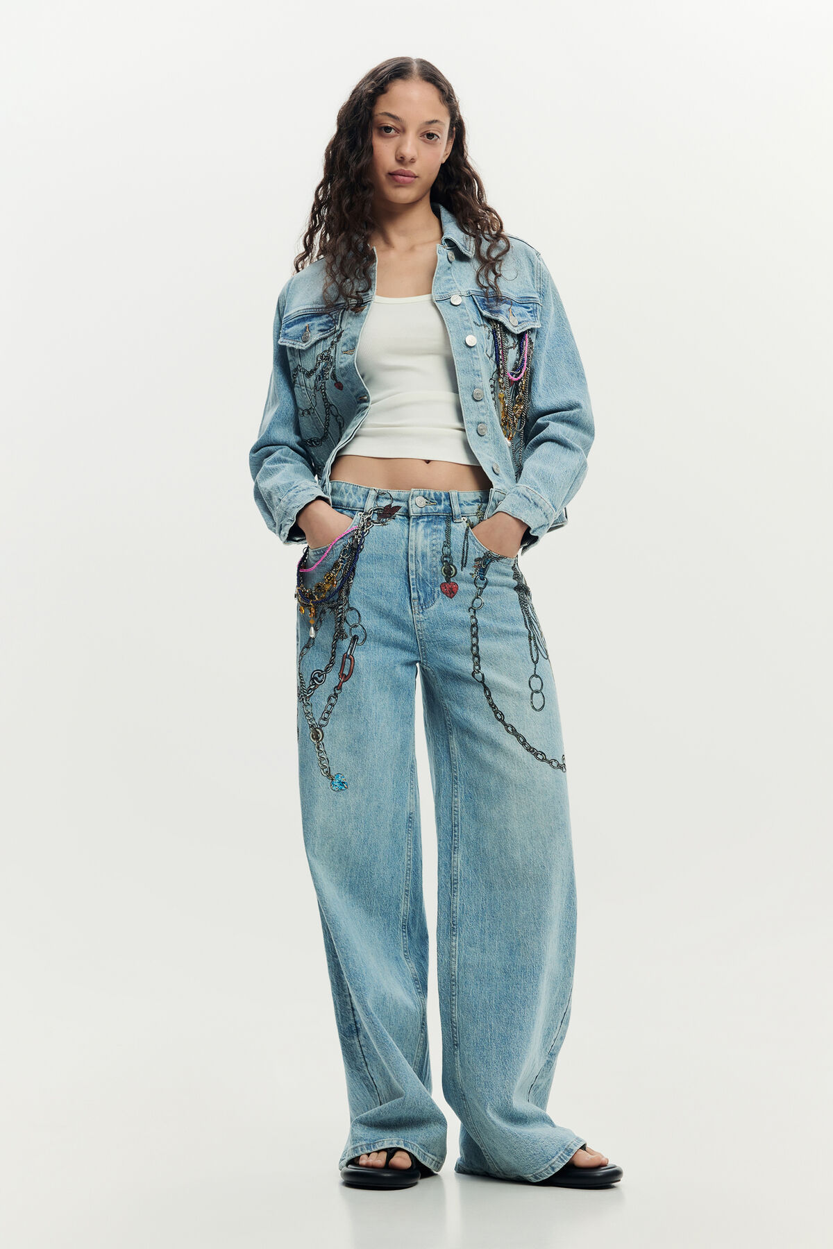 チェーン付きデニムパンツ 青 女性用 I Desigual.com