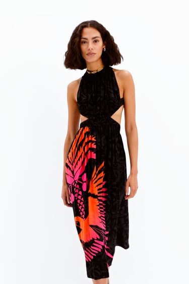 Vestido midi cut-outs tropical | Desigual