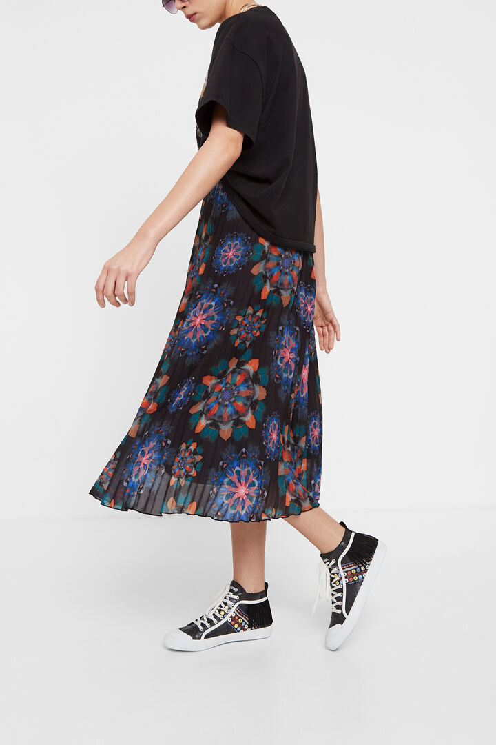 Saia midi plissada mandalas | Desigual