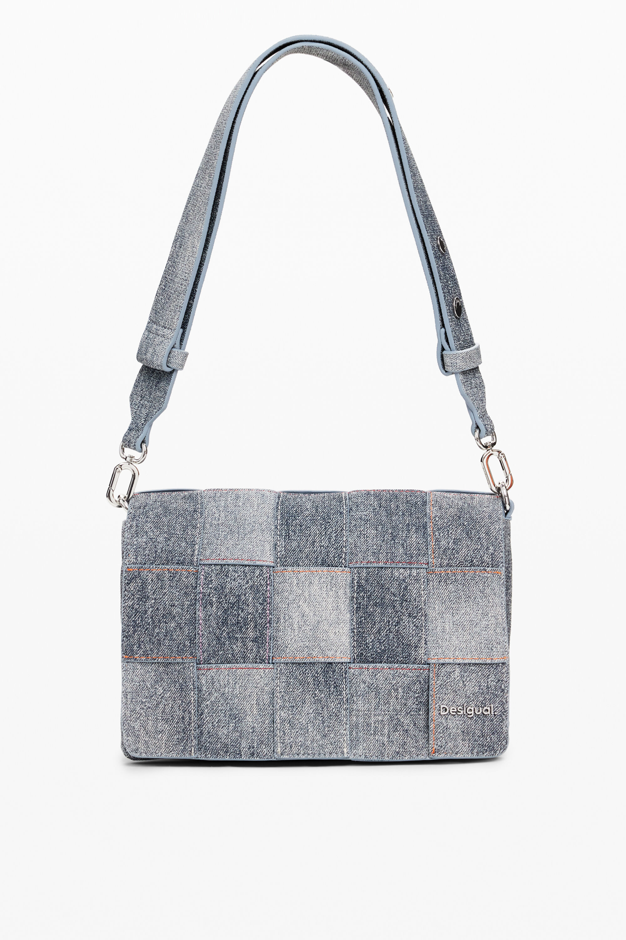 Desigual Braided Denim Effect Bag In Blue