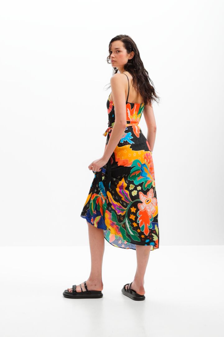 Jungle design wrap midi dress | Desigual