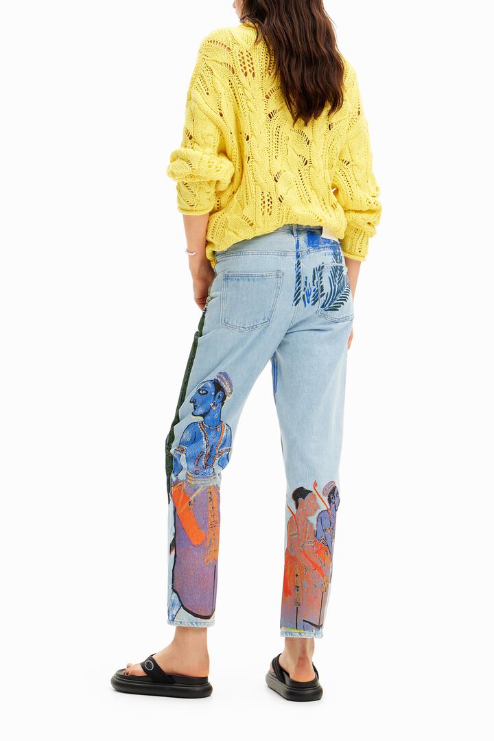 Straight jeans with India print | Desigual