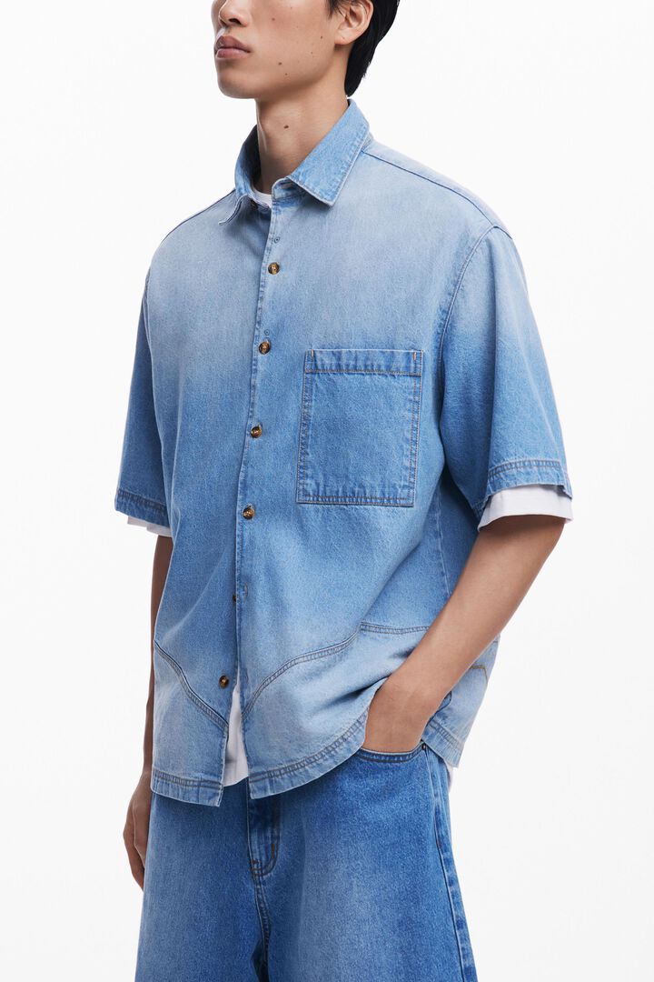 Denim shirt with seams