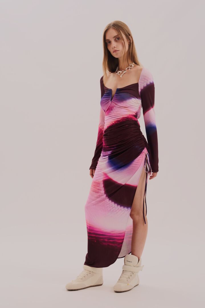 Vestido midi abertura | Desigual