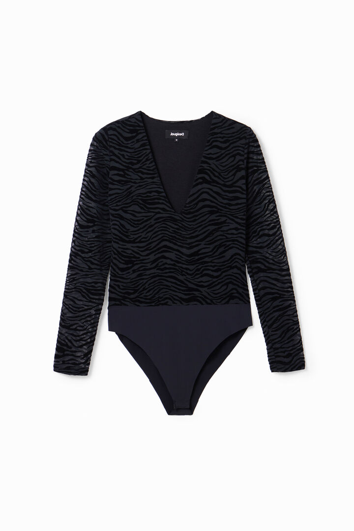 Velvet zebra bodysuit | Desigual