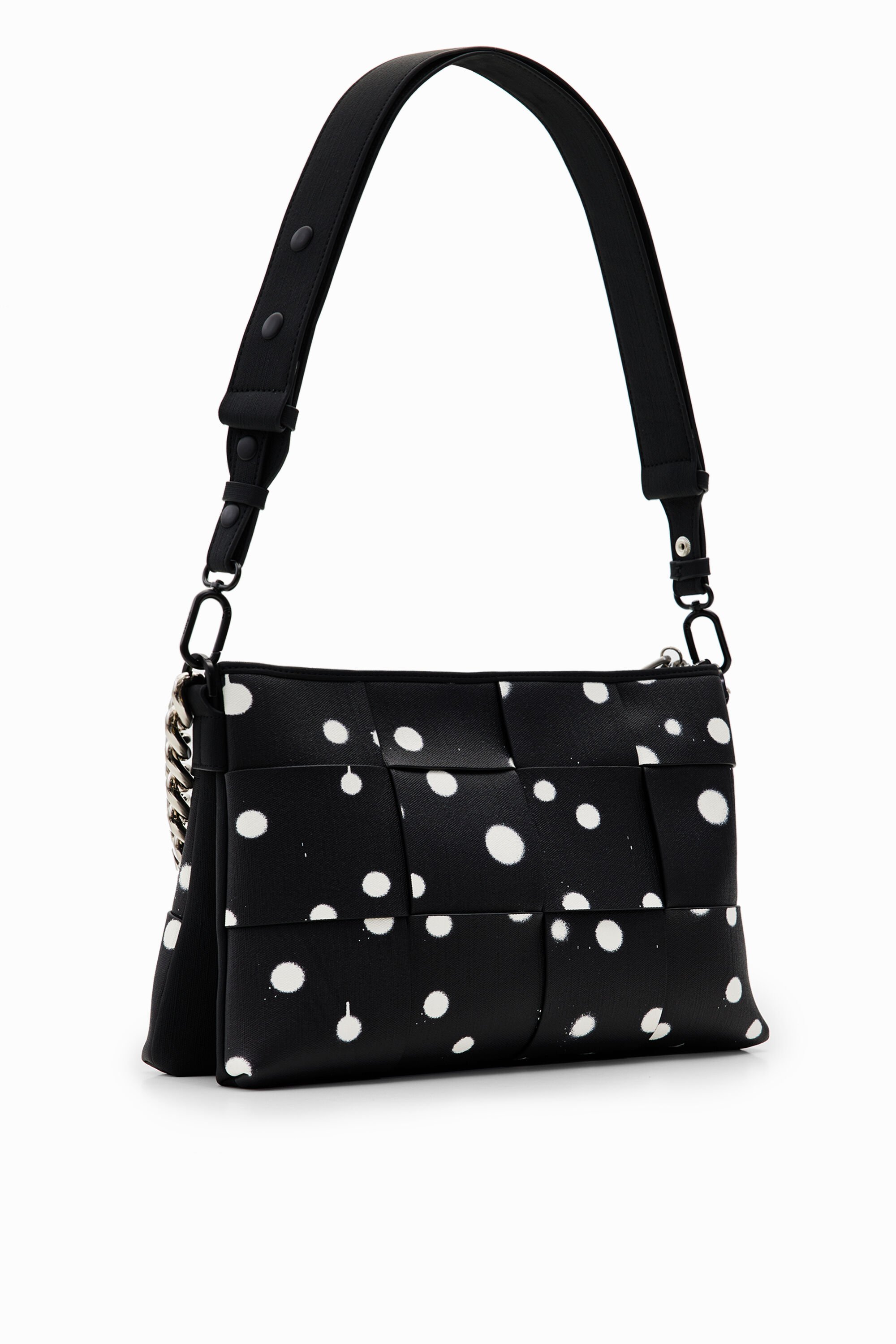 Desigual, Geflochtene Umhängetasche M Tropfen, Damen, Polyurethan, Schwarz, U
