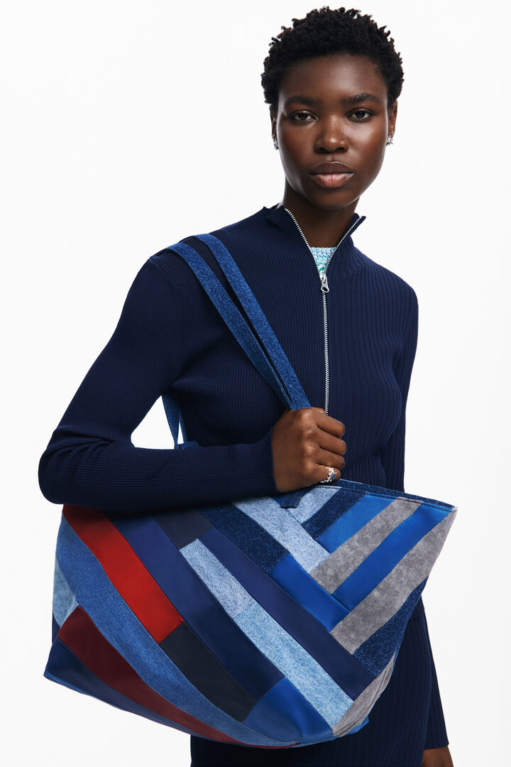 Denim bag with stripes | Desigual
