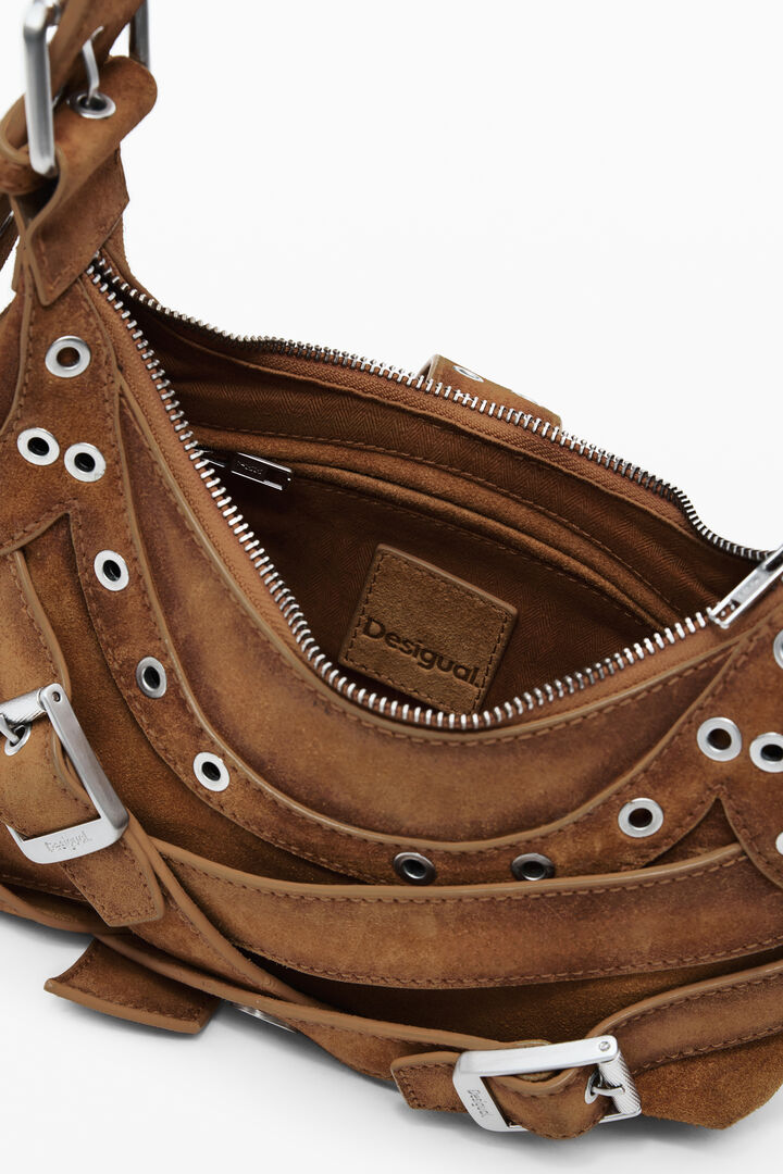 Medium leather bag with buckles | Desigual