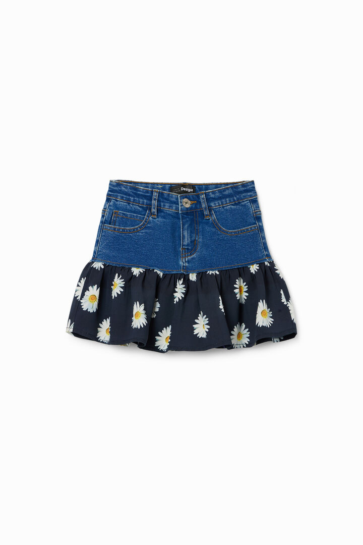 Minifalda vaquera volante margaritas | Desigual